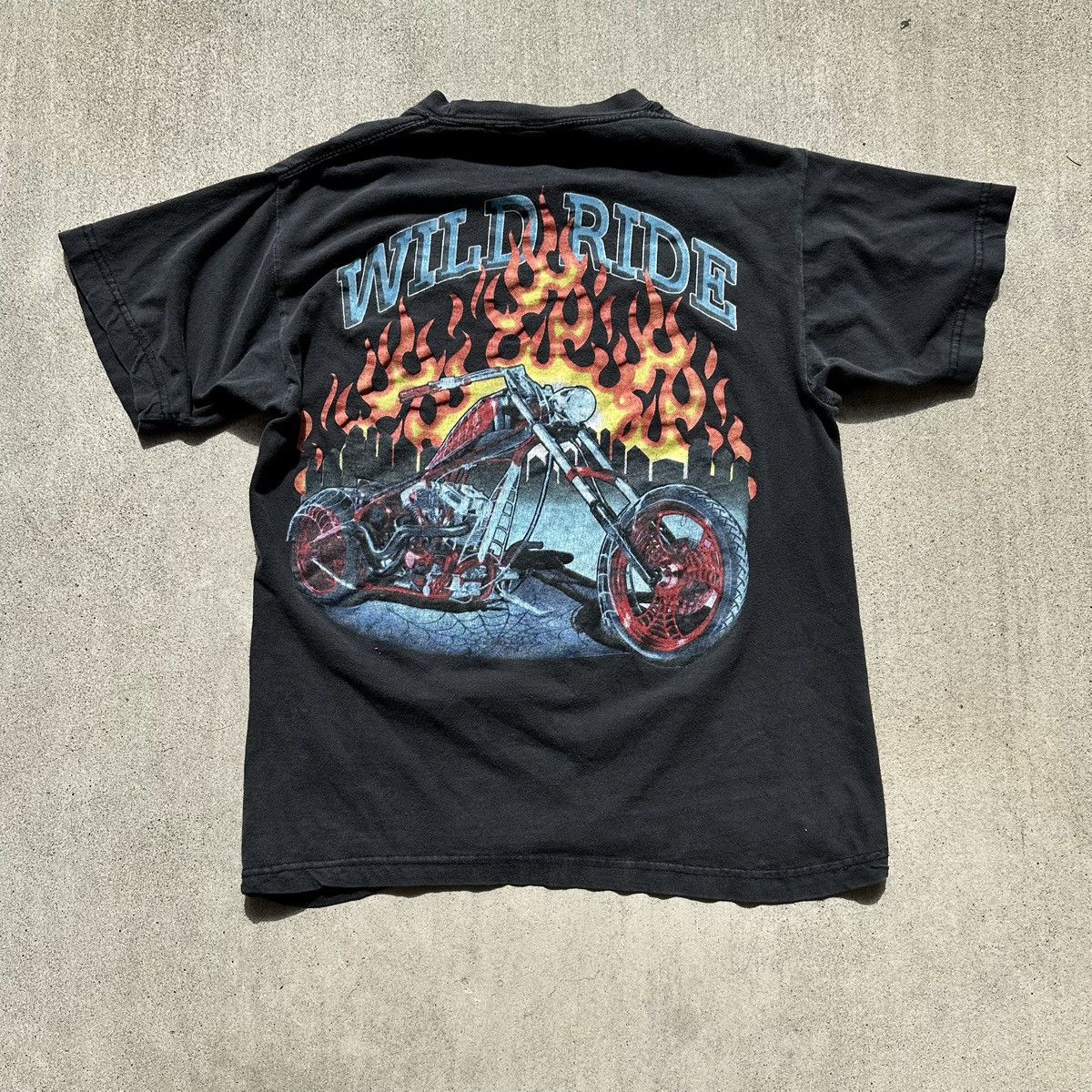 Vintage Vintage Wild Ride Motorcycle T Shirt 90s Skull Graphic Small Size US S / EU 44-46 / 1 - 1 Thumbnail