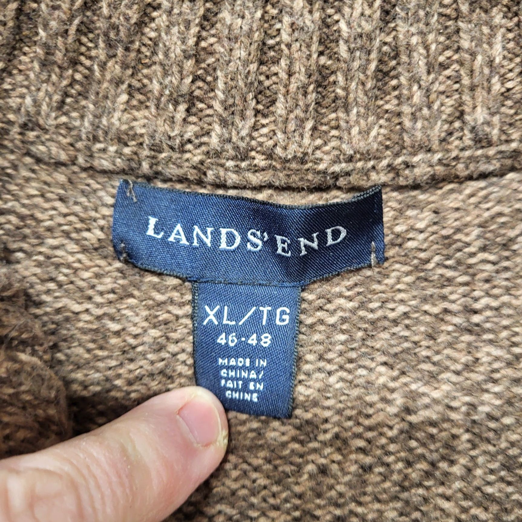 Lands' End VINTAGE Lands’ End 1/4 Button Sweater Men's XL/TG Pullover Heavy Cotton Brown Size US XL / EU 56 / 4 - 3 Thumbnail