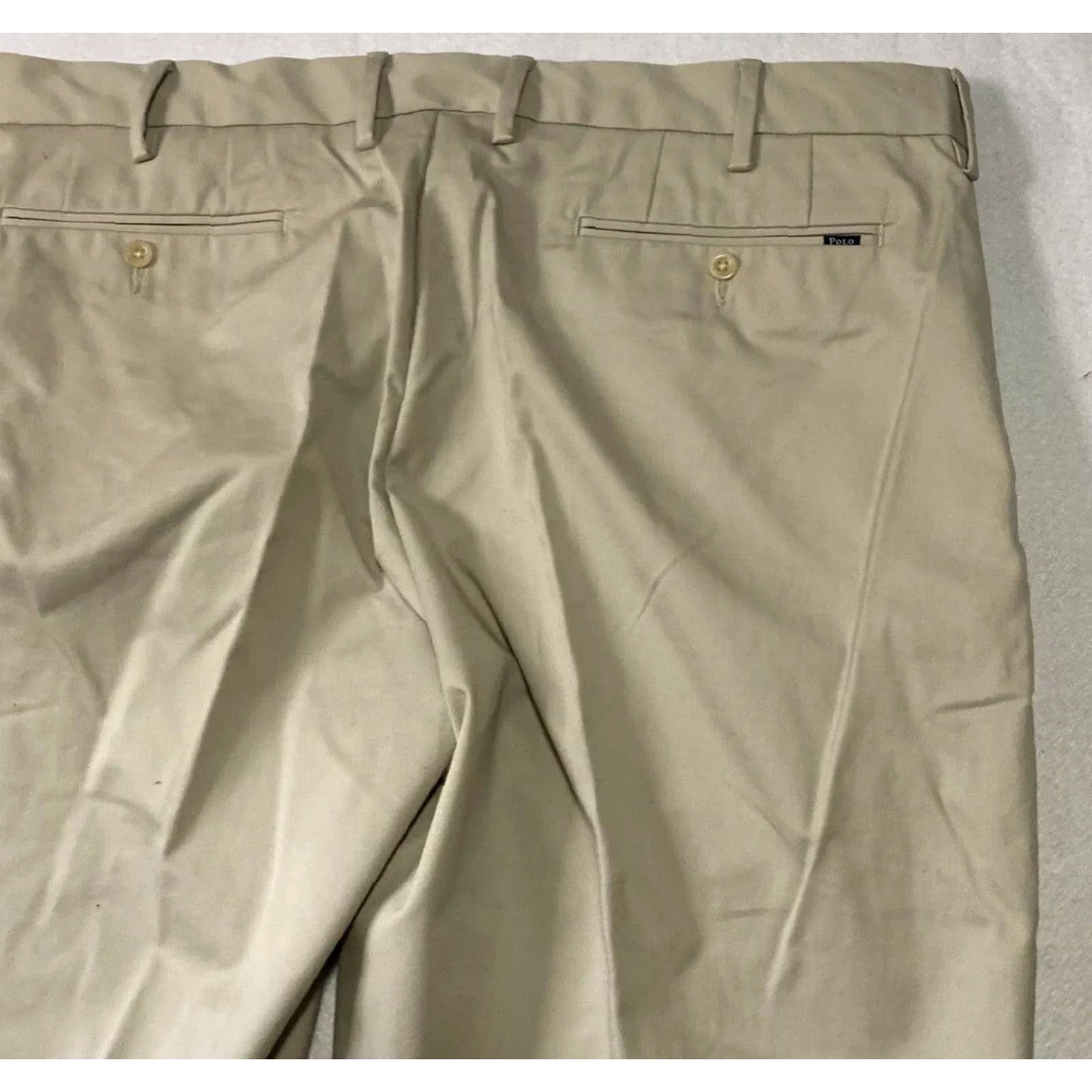 Polo Ralph Lauren Polo Ralph Lauren Chino Pants Men 38x34 Flat Front Casual Solid Cotton Tan Khaki/ Ivory Logo Button Pockets Mens Regular Straight Inseam 34 Size US M / EU 48-50 / 2 - 6 Thumbnail