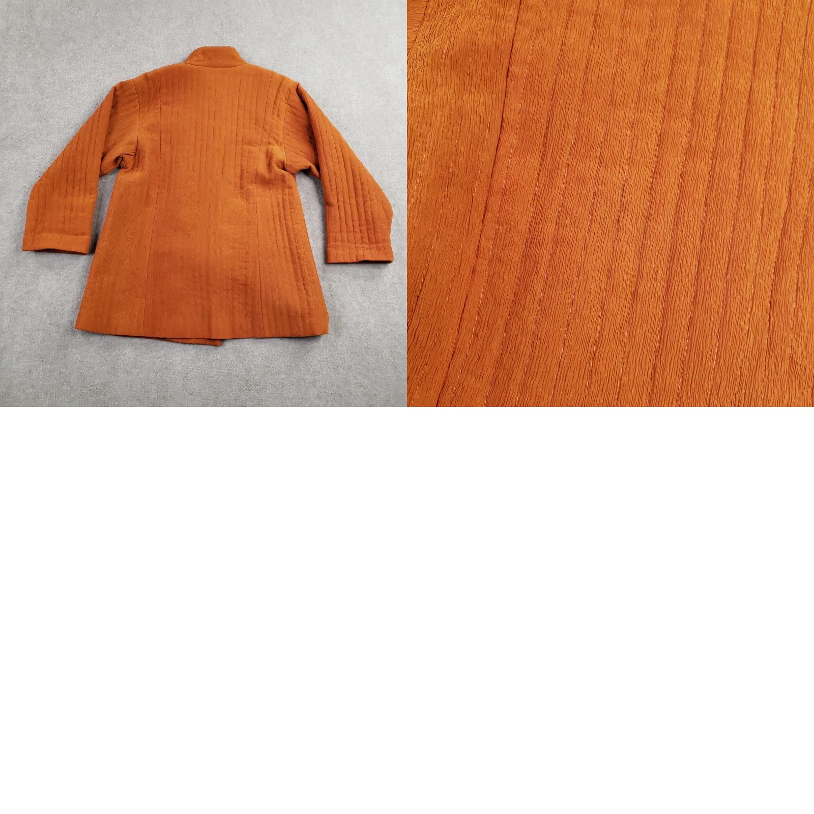 Vintage KISS OF THE WOLF Jacket Coat Womens XS Orange Quilted Lined Pockets Button Collared Mid-Length Size XS / US 0-2 / IT 36-38 - 9 Thumbnail