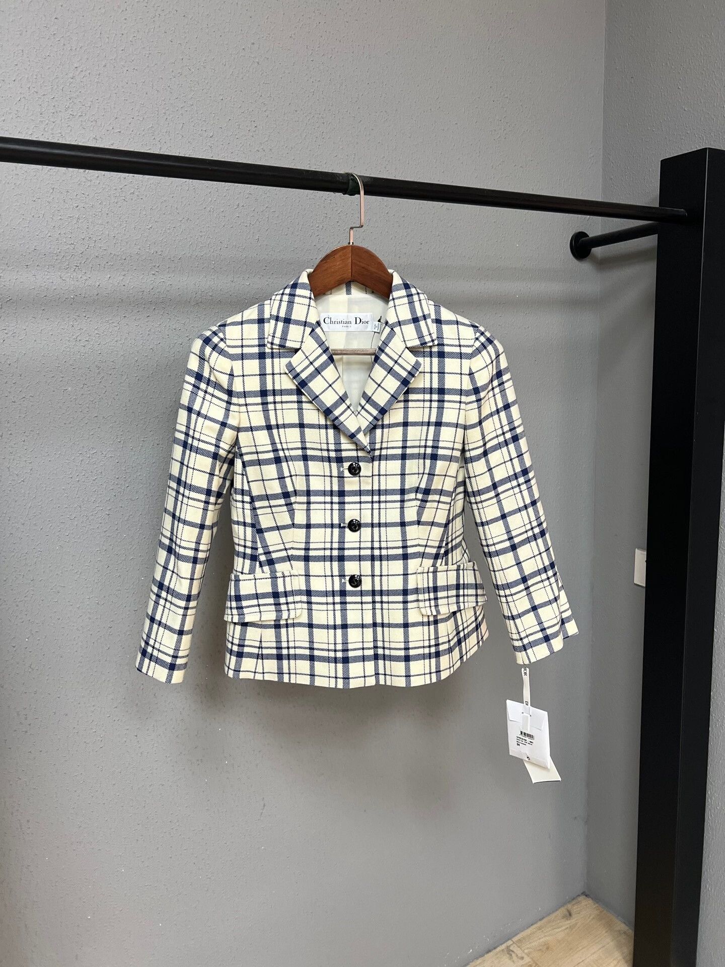 Dior Dior Blue and White Checkered Blazer Size XS / US 0-2 / IT 36-38 - 1 Thumbnail