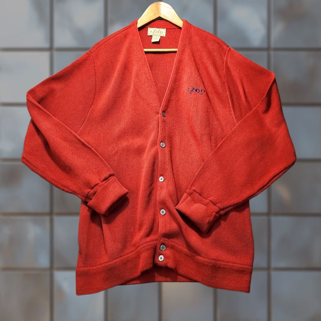 Izod VINTAGE Izod Golf Cardigan Sweater XL Men Red Acrylic V-Neck Long Sleeve 90s Y2k Bricks Red Sweater Mens Size US XL / EU 56 / 4 - 1 Thumbnail