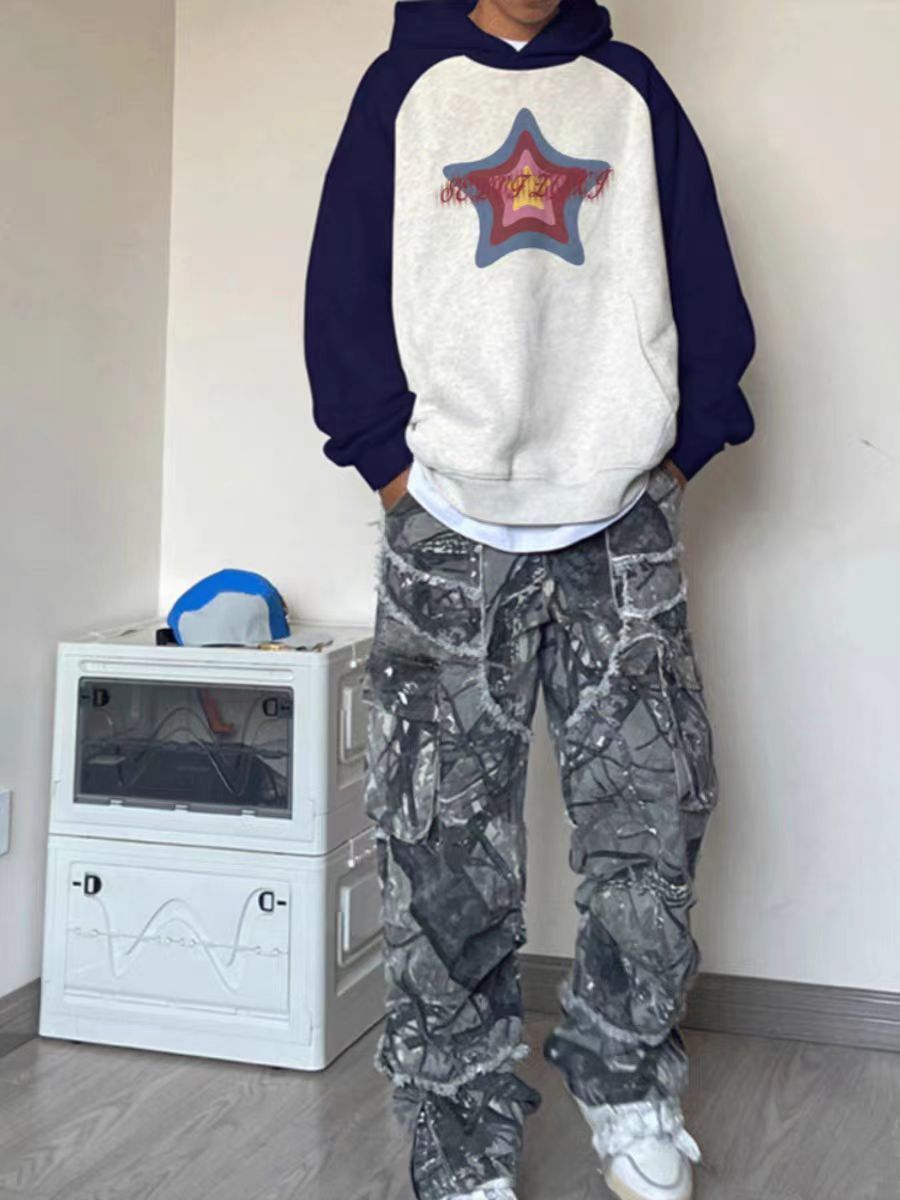 Designer × Japanese Brand Hip Hop Graffiti Pentagram Print Loose Hooded Sweatshirt Size US L / EU 52-54 / 3 - 2 Thumbnail