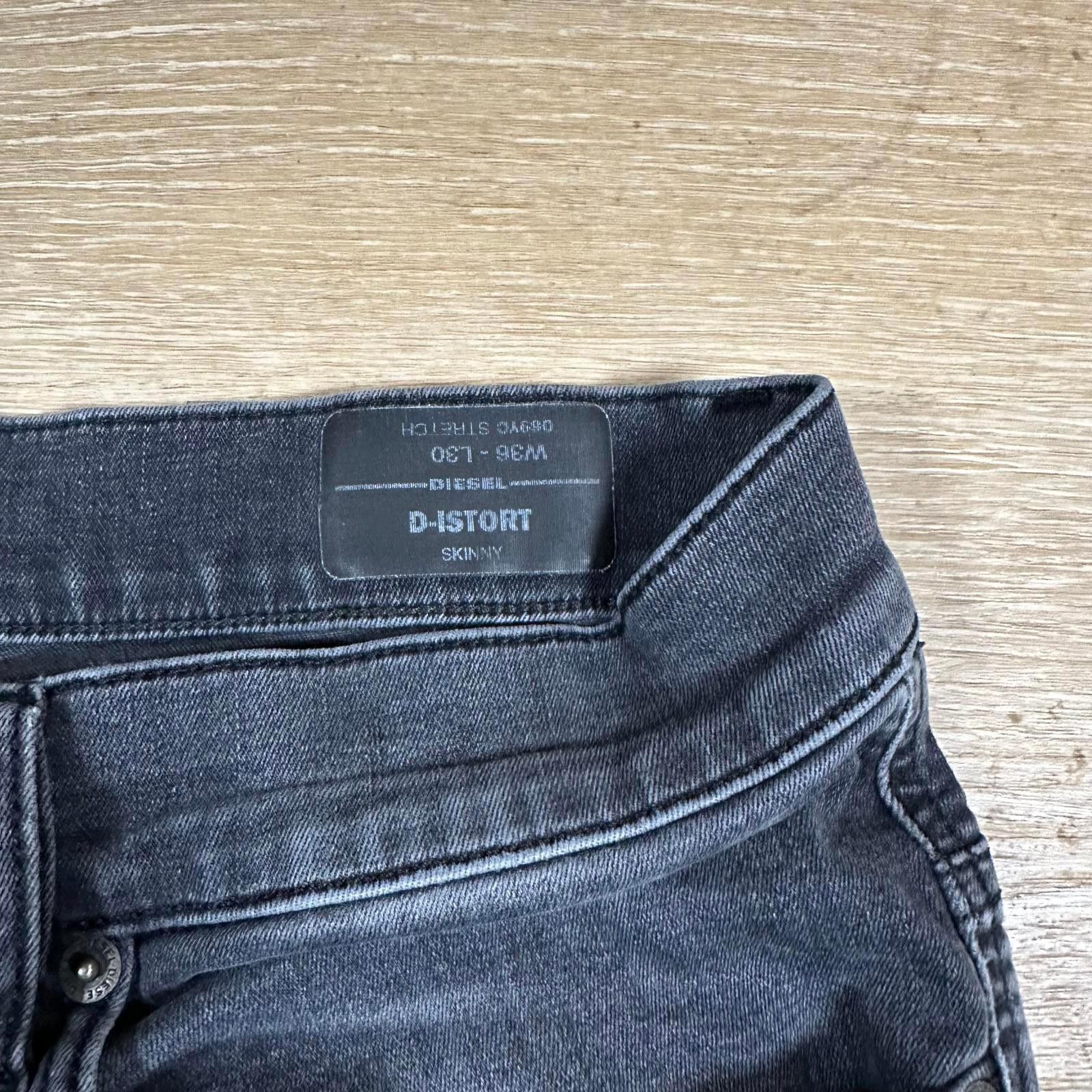 Diesel Diesel Men's D-ISTORT Skinny Jeans Size 30 Black Faded Wash Size US 30 / EU 46 - 6 Thumbnail