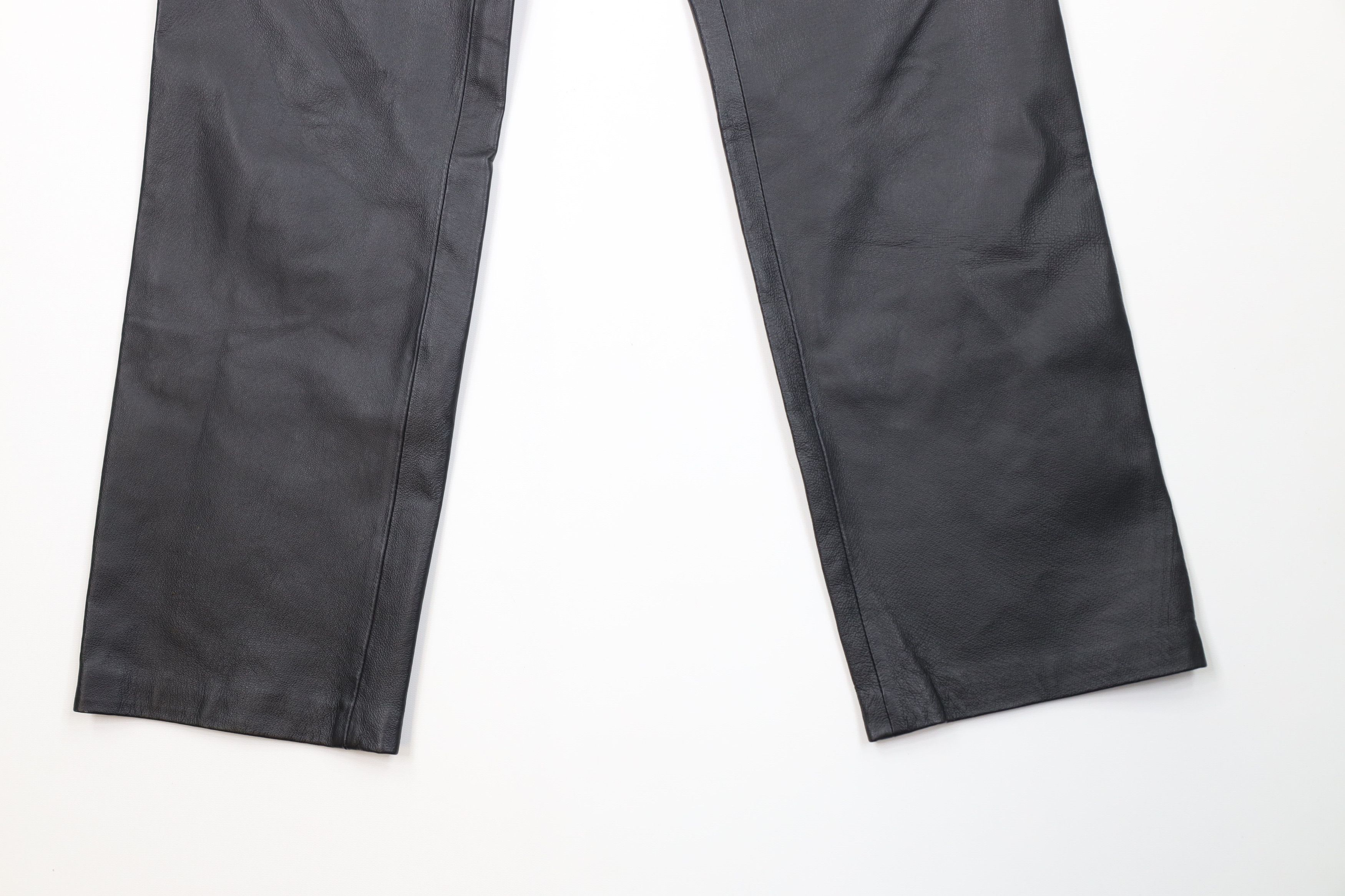 Vintage Vintage 90s Streetwear Leather Straight Leg Pants Black Size 28" / US 6 / IT 42 - 4 Thumbnail