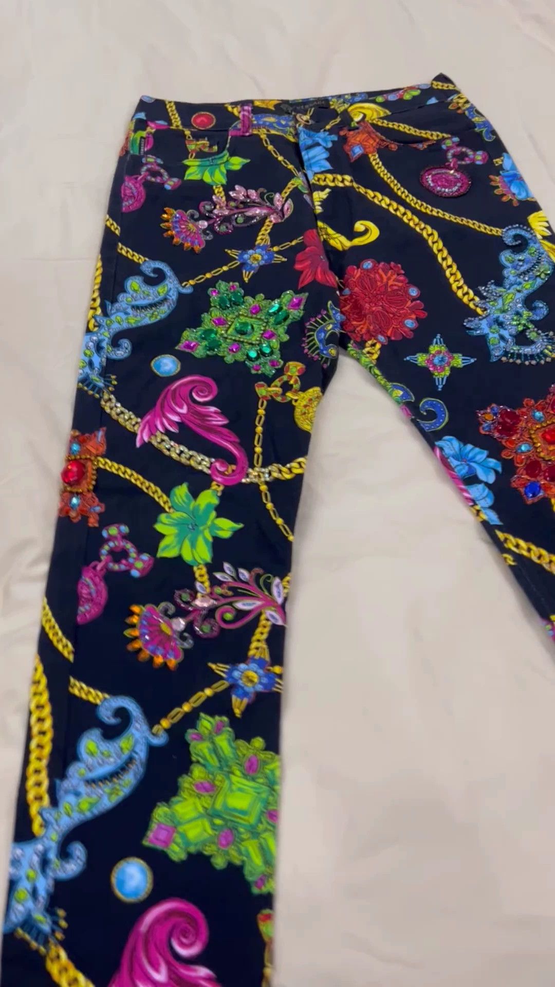 Versace Versace Runway Super Sparkle Full Logo Pants Size US 32 / EU 48 - 1 Thumbnail