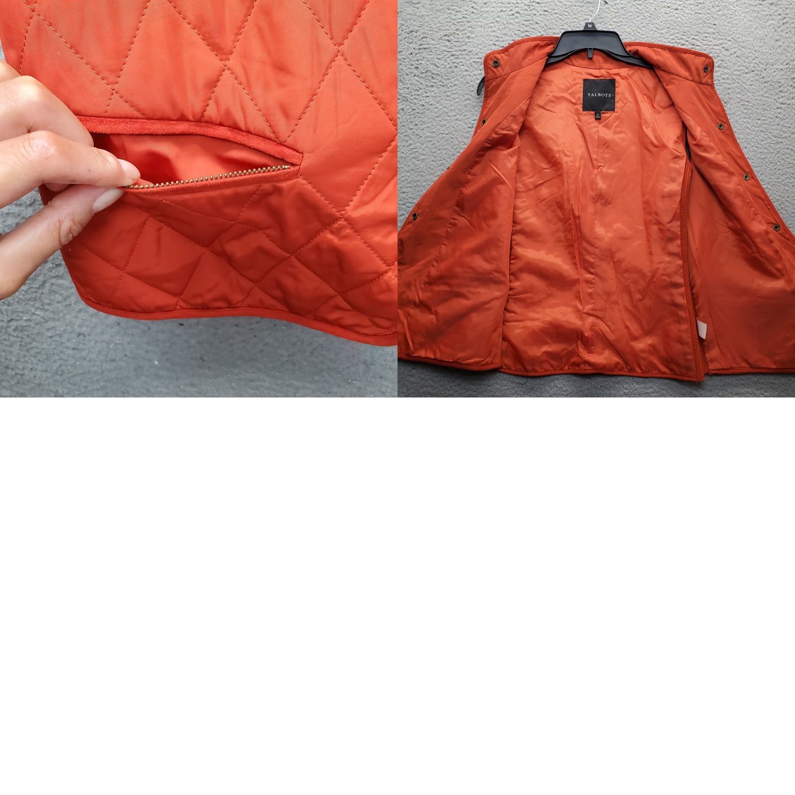 Talbots Talbots Quilted Vest Womens Medium Orange Lined Stretch Snap Front Size M / US 6-8 / IT 42-44 - 8 Thumbnail