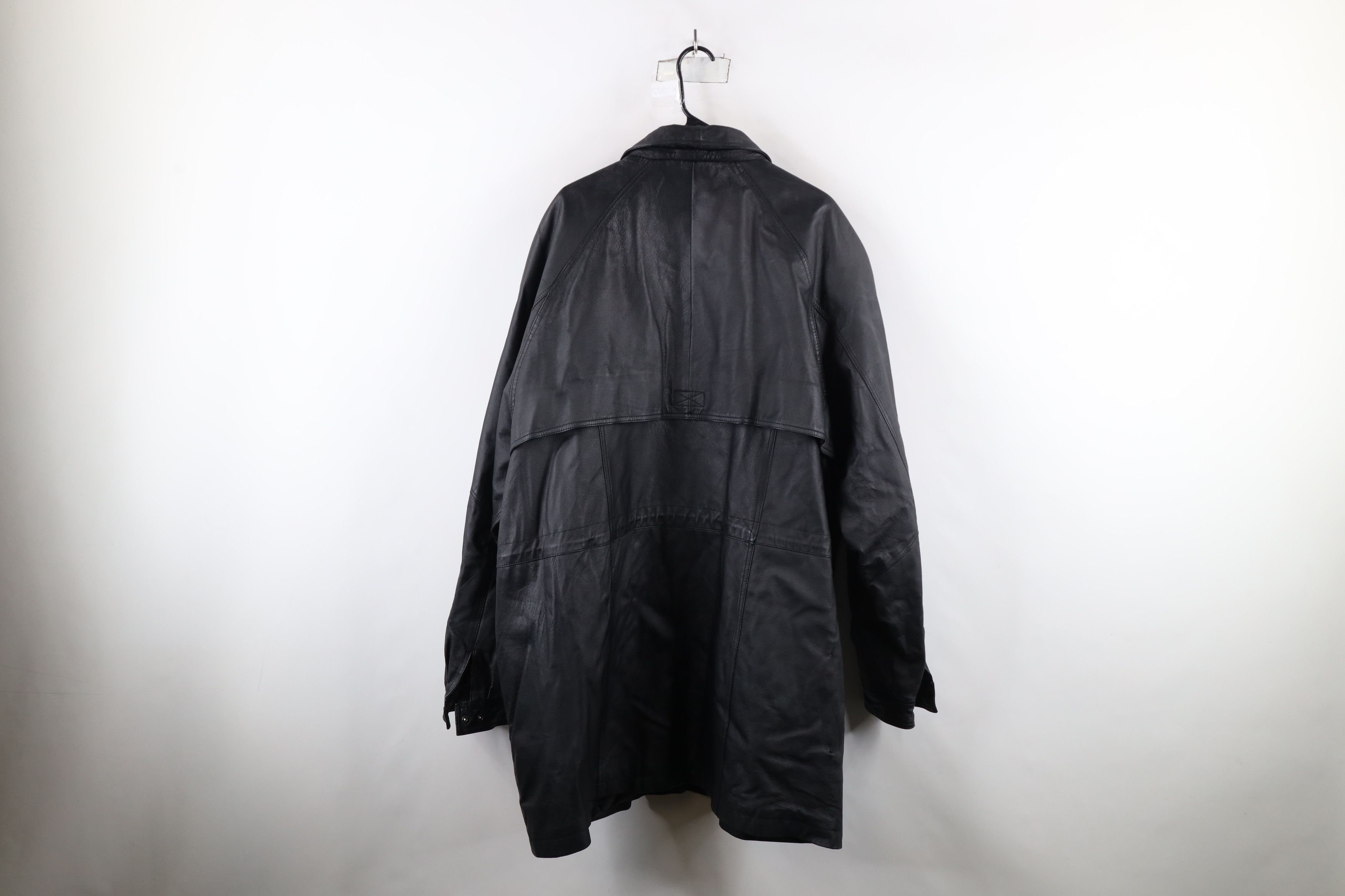 Vintage Vintage 90s Streetwear Leather Full Zip Parka Jacket Black Size US XXL / EU 58 / 5 - 14 Thumbnail