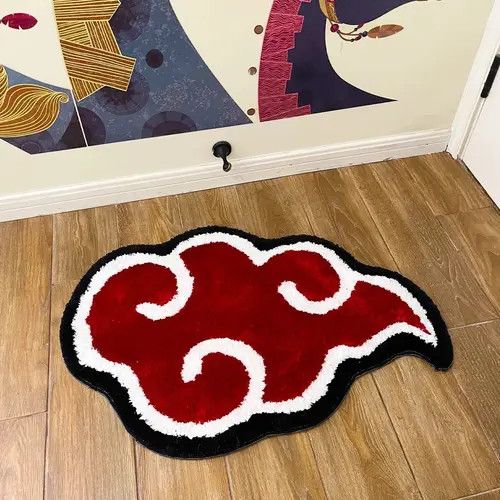 Japanese Brand Japanese Anime Cartoon Red Cloud Tufted Carpet Rug Size ONE SIZE - 3 Thumbnail