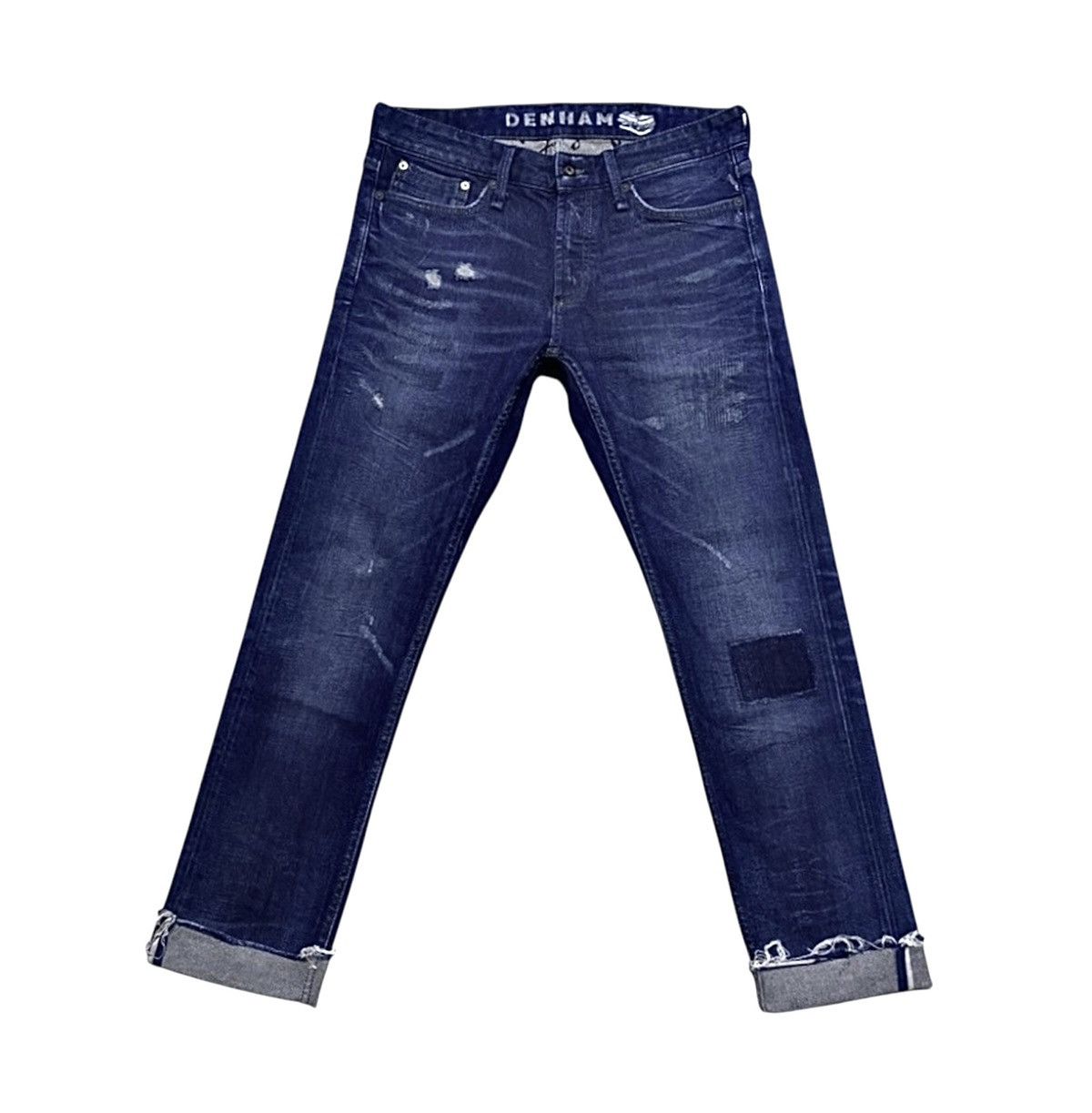 DENHAM Razor Washed Distressed Patchwork Stitched Fringed Torn Size US 30 / EU 46 - 1 Thumbnail