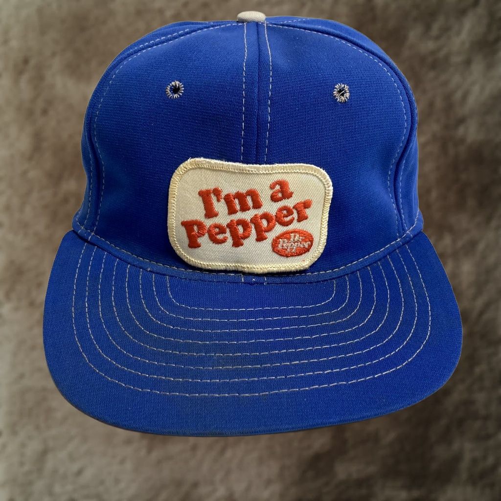 Vintage VINTAGE Dr Pepper I’m A Pepper MLB Snapback Hat Baseball Cap 6 5/8-7 1/4 Adjustable Blue Mens Baseball Cap Size ONE SIZE - 1 Thumbnail