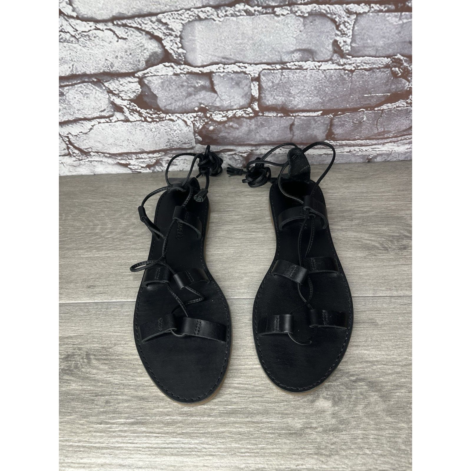 Madewell Madewell Boardwalk Black Leather Gladiator Lace Up Sandals W Size US 8 / IT 38 - 10 Thumbnail
