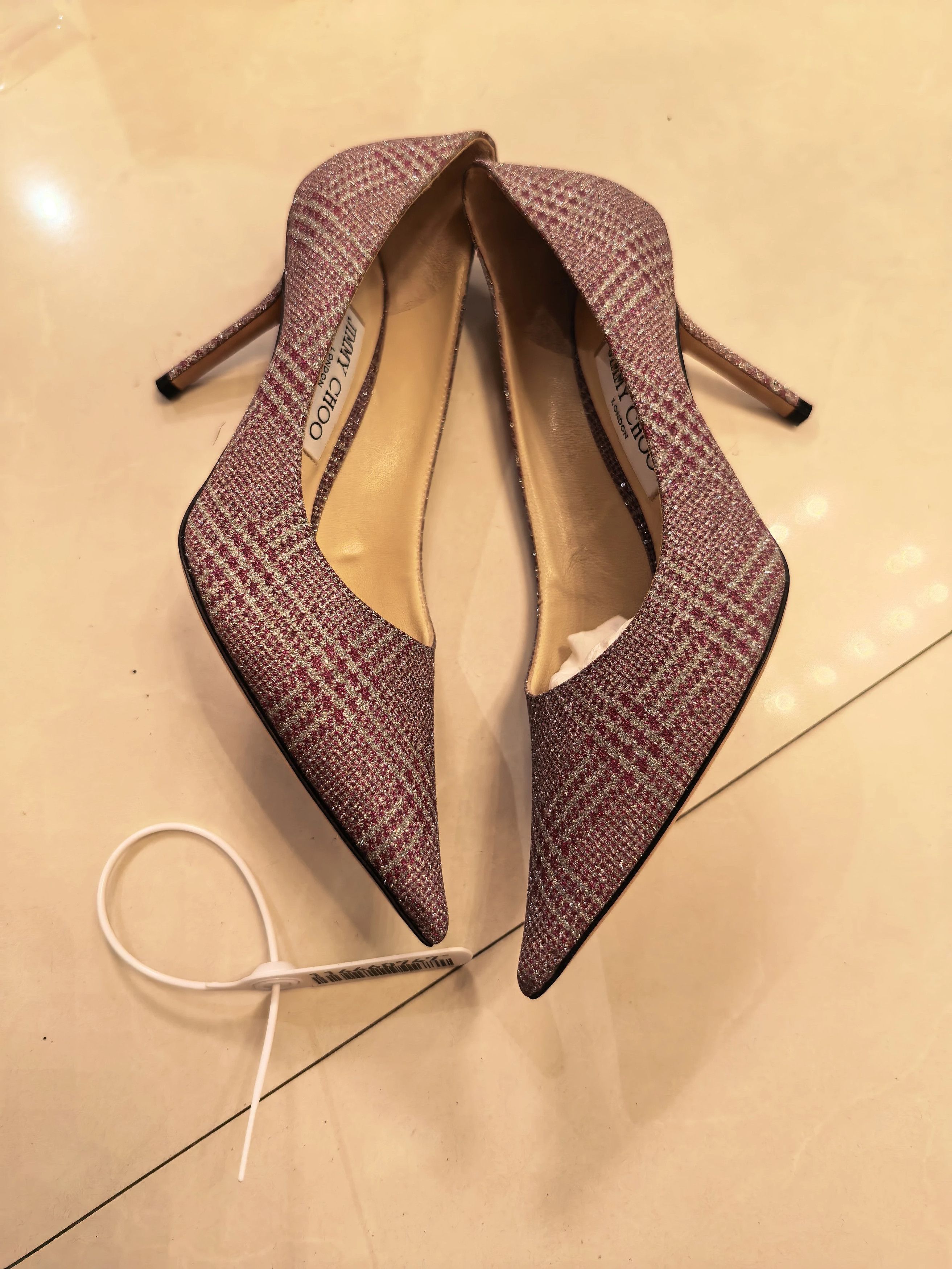 Jimmy Choo Jimmy Choo Houndstooth Glitter Pumps 37.5 EU New Size US 7 / IT 37 - 2 Thumbnail