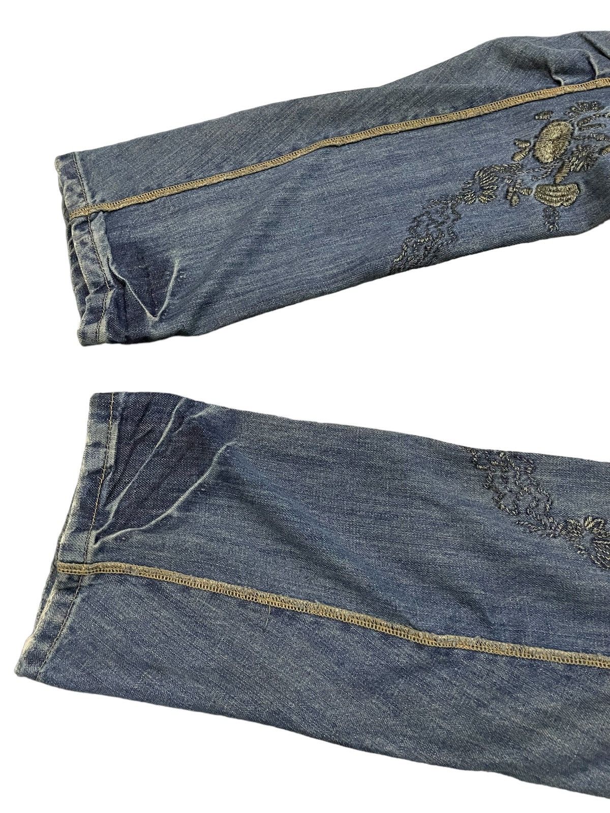 FUSAI × GOSTAR DE FUGA × Japanese Brand JNBY Asymmetrical Curved Seam Embroidered Jeans Size US 29 - 6 Thumbnail