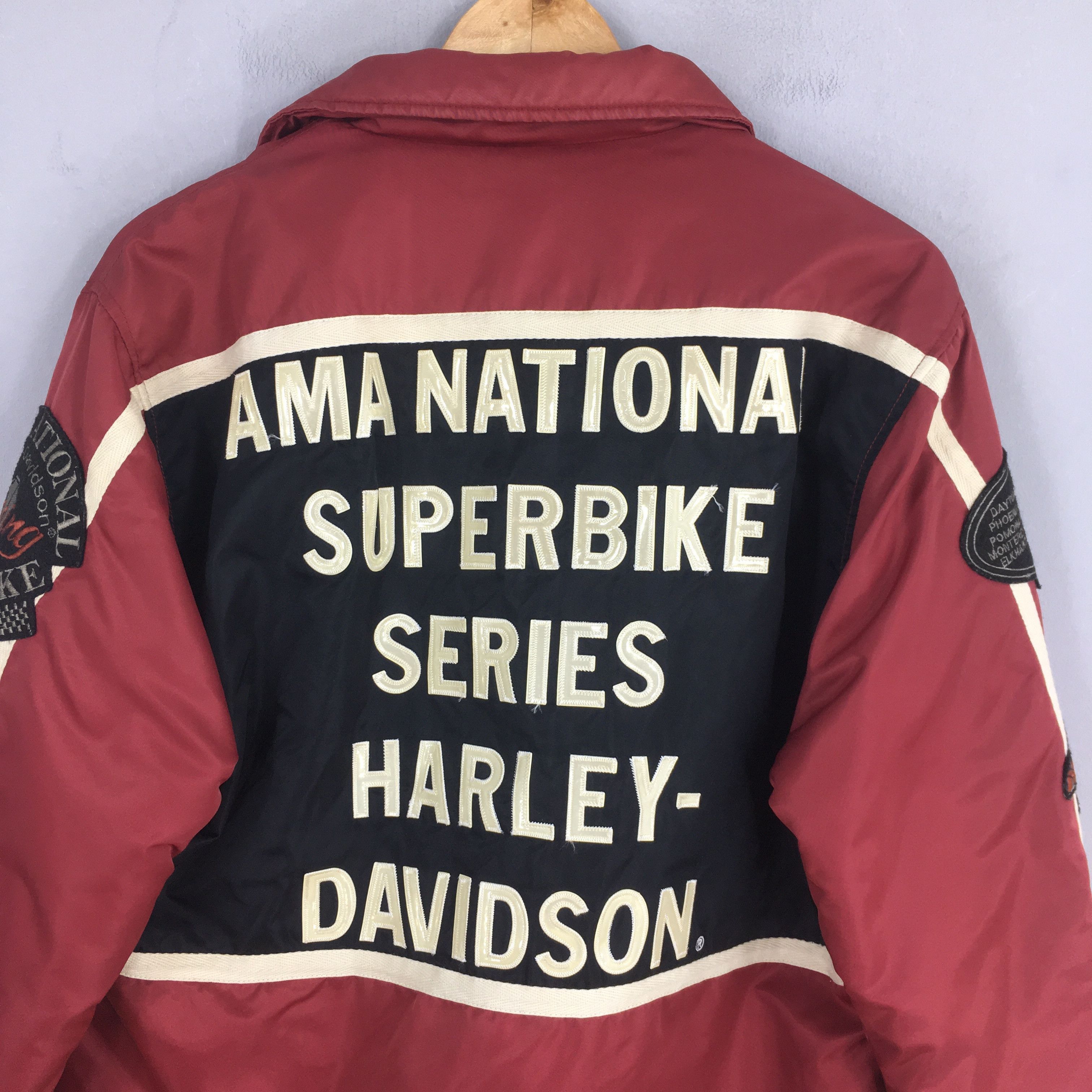 Harley Davidson Vintage 90s Harley Davidson Motorcycles Button Red Jacket Size US M / EU 48-50 / 2 - 2 Thumbnail