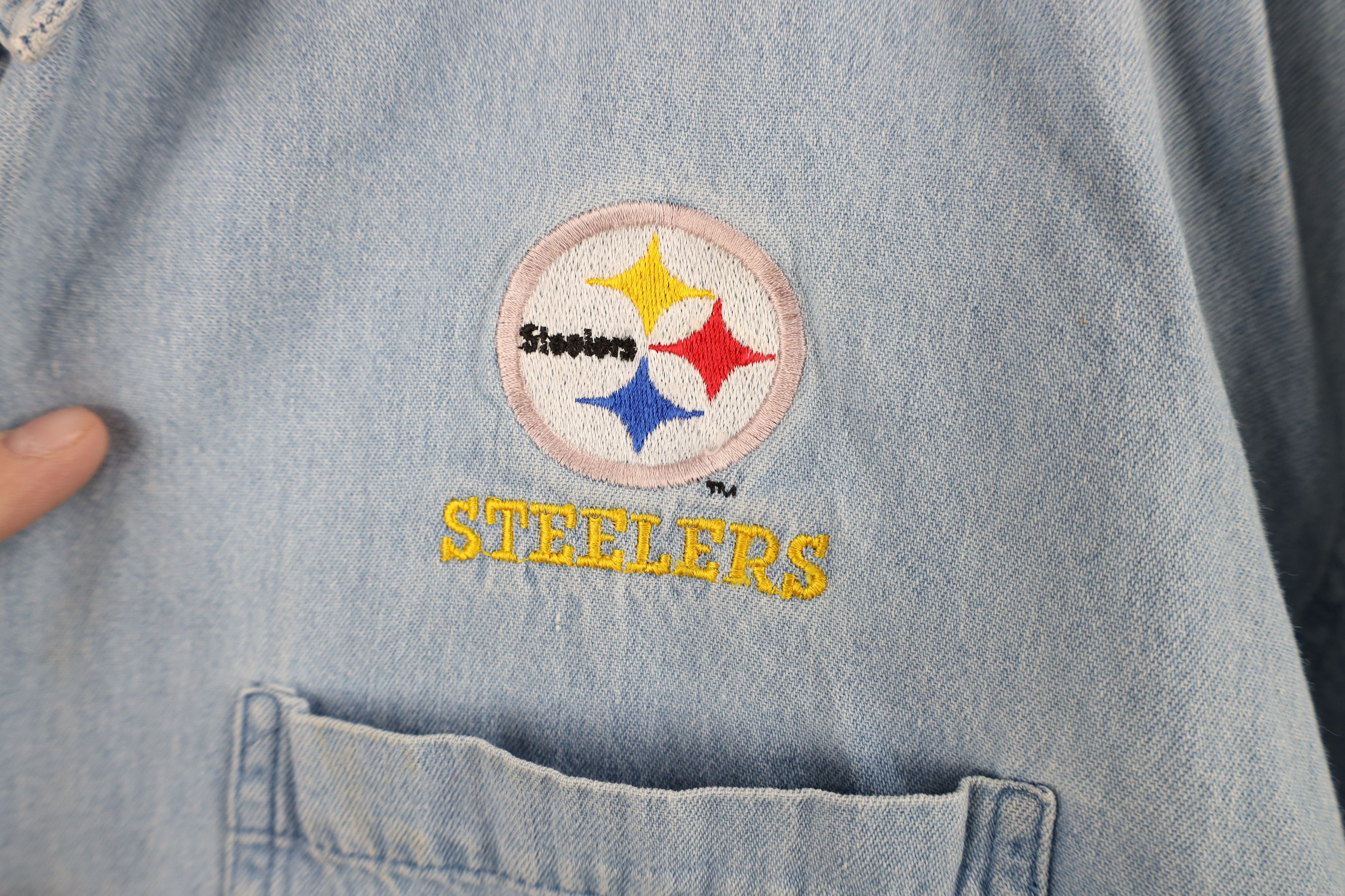 Vintage Vintage 90s Pittsburgh Steelers Football Denim Button Shirt Size US XL / EU 56 / 4 - 4 Thumbnail