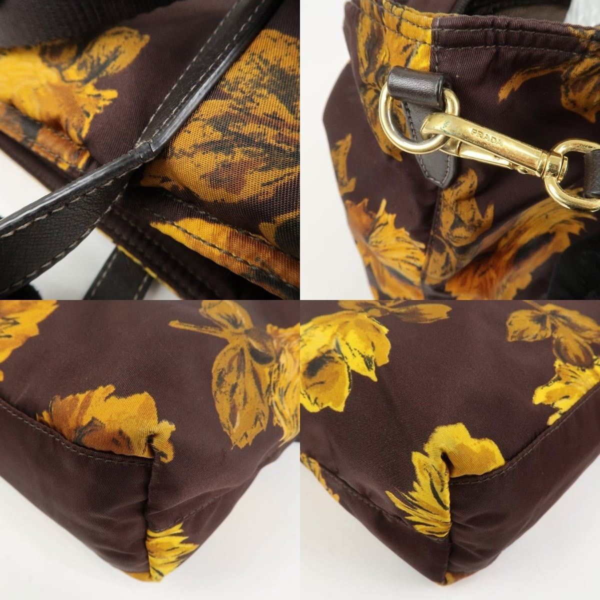 Prada Prada Triangle Logo Nylon Tote Brown Size ONE SIZE - 5 Thumbnail