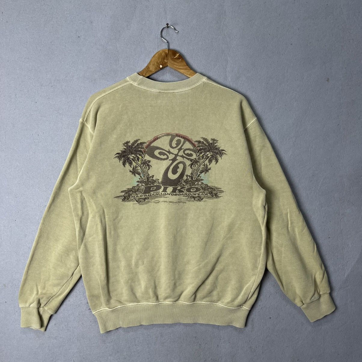 Vintage Piko Hawaiian Surf Crewneck Sweatshirt – Beige Graphic Size US M / EU 48-50 / 2 - 1 Thumbnail