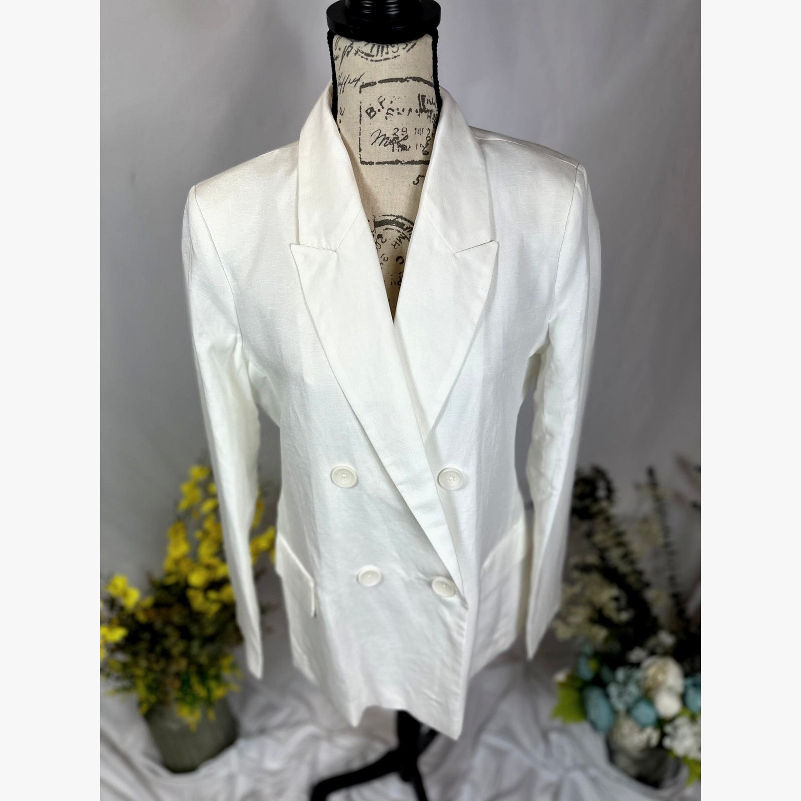 PIOMBO Piombo Womens Double Breasted Blazer White 10 Size L / US 10 / IT 46 - 9 Thumbnail
