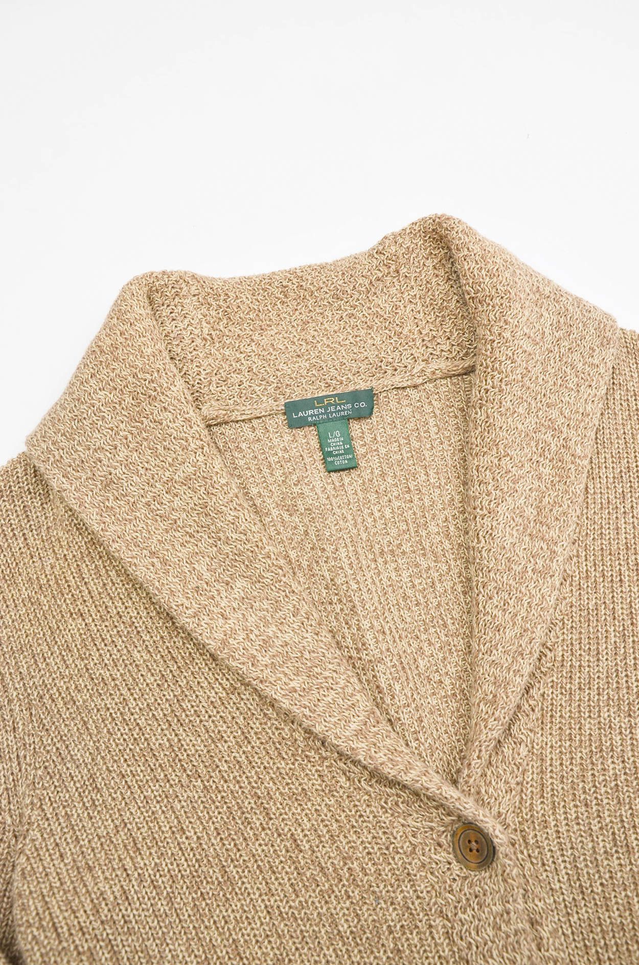 Lauren Ralph Lauren LRL Ralph Lauren Shawl Collar Cotton Cardigan Beige - Size L Size L / US 10 / IT 46 - 7 Thumbnail