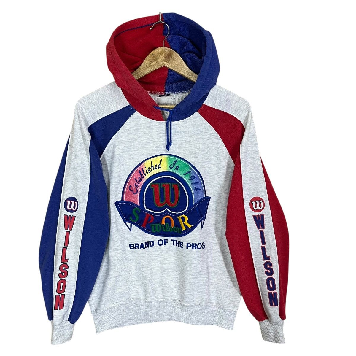 Wilson Vintage 90s Wilson Rainbow Pullover Hoodie Size M Size US M / EU 48-50 / 2 - 1 Thumbnail