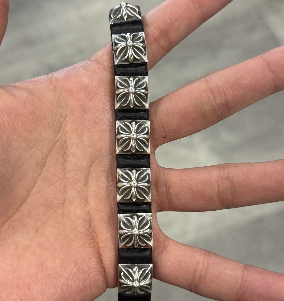 Chrome Hearts Chrome Hearts silver plus leather bracelet Size ONE SIZE - 7 Thumbnail