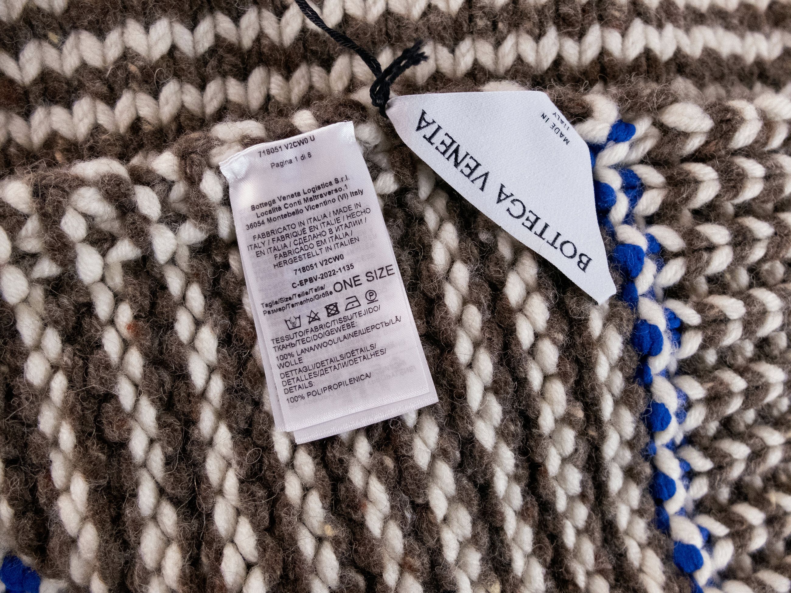 Bottega Veneta BOTTEGA VENETA brown white blue chunky zig zag wool scarf q Size ONE SIZE - 4 Thumbnail