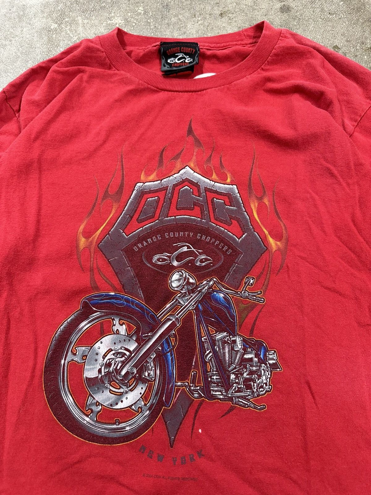 West Coast Choppers Crazy Y2K Orange County Choppers Motorcycle Flames LS Shirt Size S / US 4 / IT 40 - 4 Thumbnail
