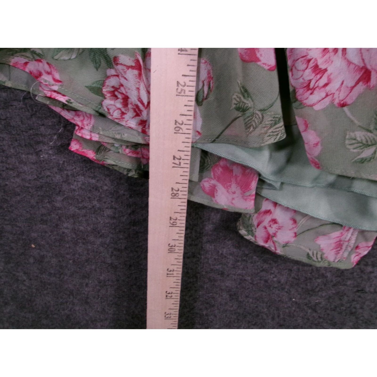 Vintage VINTAGE City Studio Dress Womens 11/12 Green Pink Floral Off Shoulder Spaghetti Strap Size L / US 10 / IT 46 - 6 Thumbnail