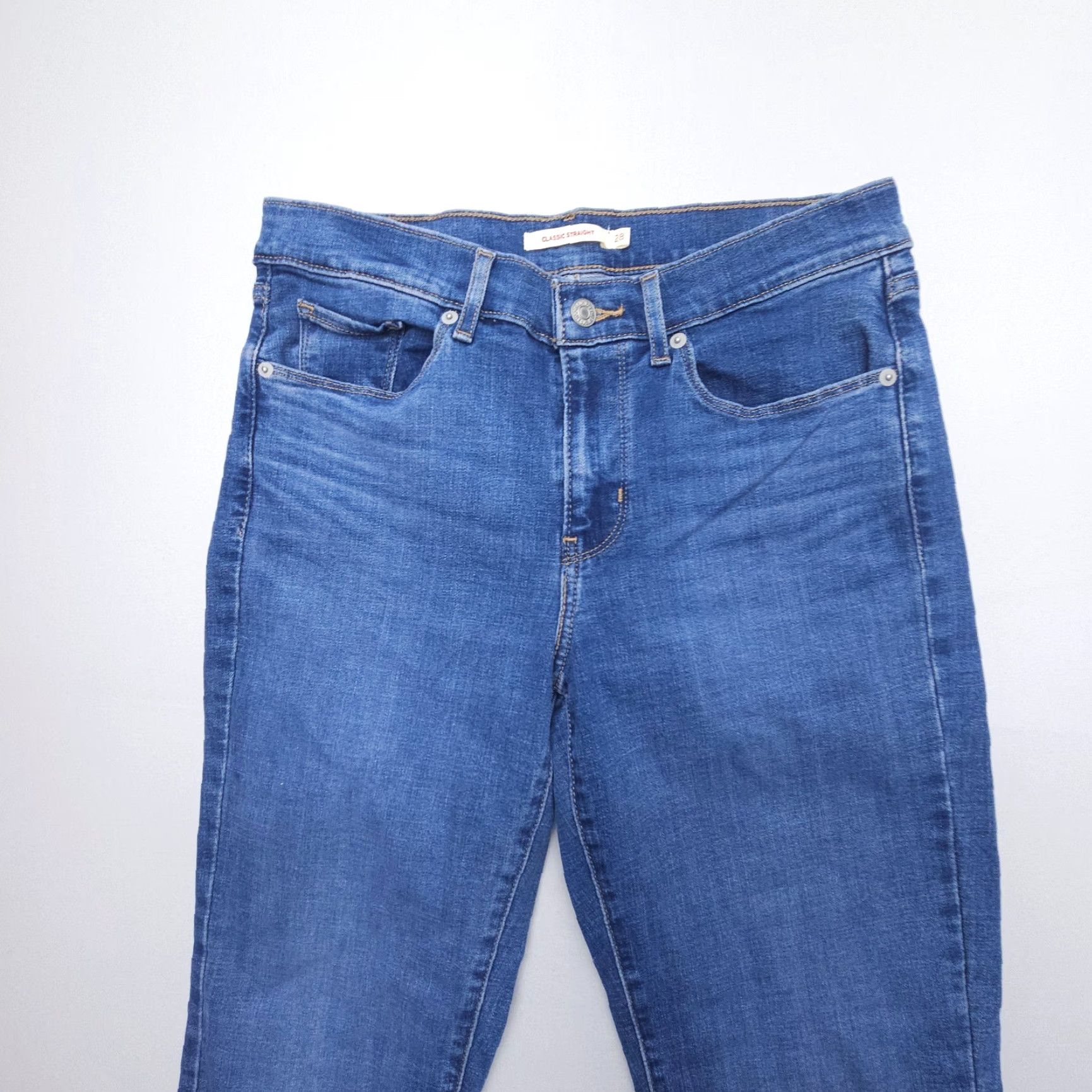 Levi's Levi's Blue Denim Jeans Womens Classic Straight 28 Mid Rise 32"Inseam Stretch Pocket 5-Pocket Logo Regular Size Type Jeans Woman Mens? Size 28" / US 6 / IT 42 - 3 Thumbnail