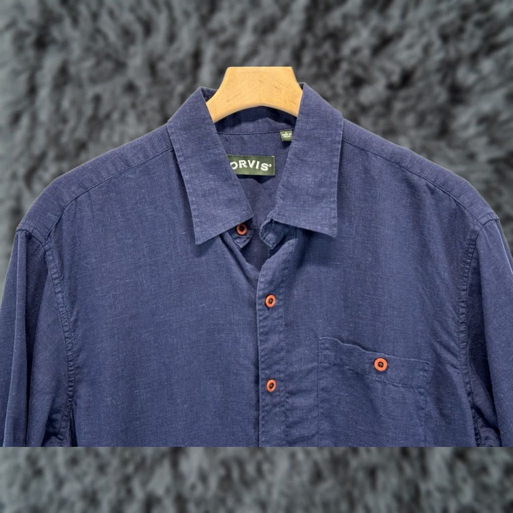 Orvis Orvis Shirt L Navy Hemp Tencel Short Sleeve Lightweight Summer Men’s Button Down Size US L / EU 52-54 / 3 - 1 Thumbnail