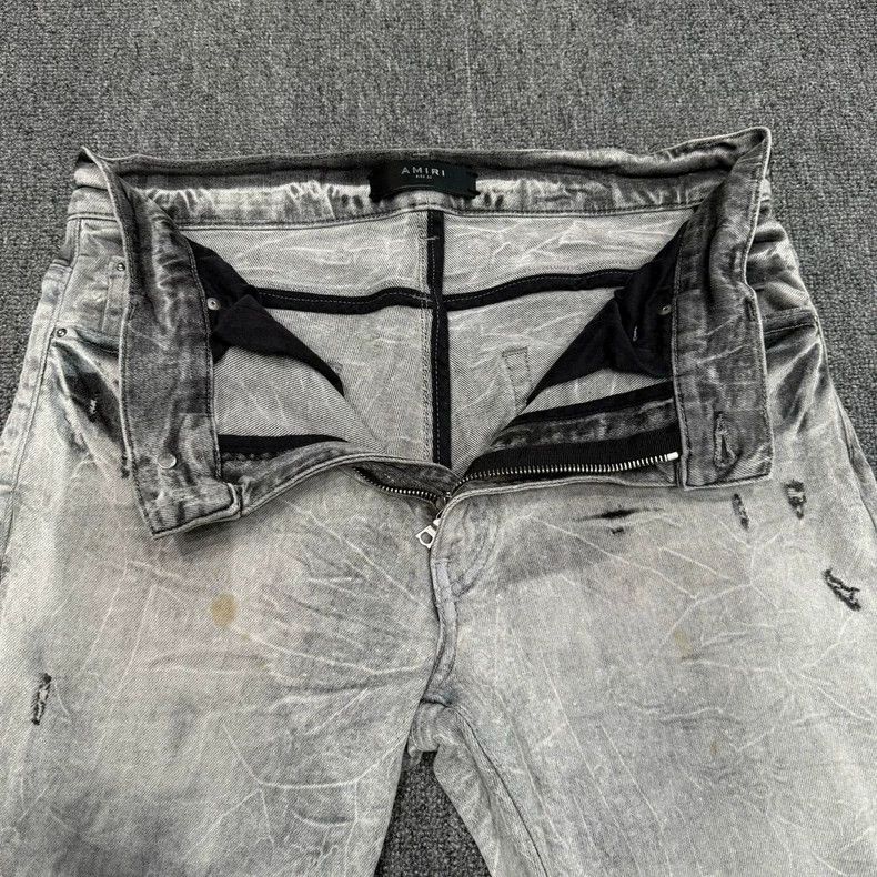 Amiri Amiri grayish white distressed ripped denim jeans Size US 32 / EU 48 - 4 Thumbnail