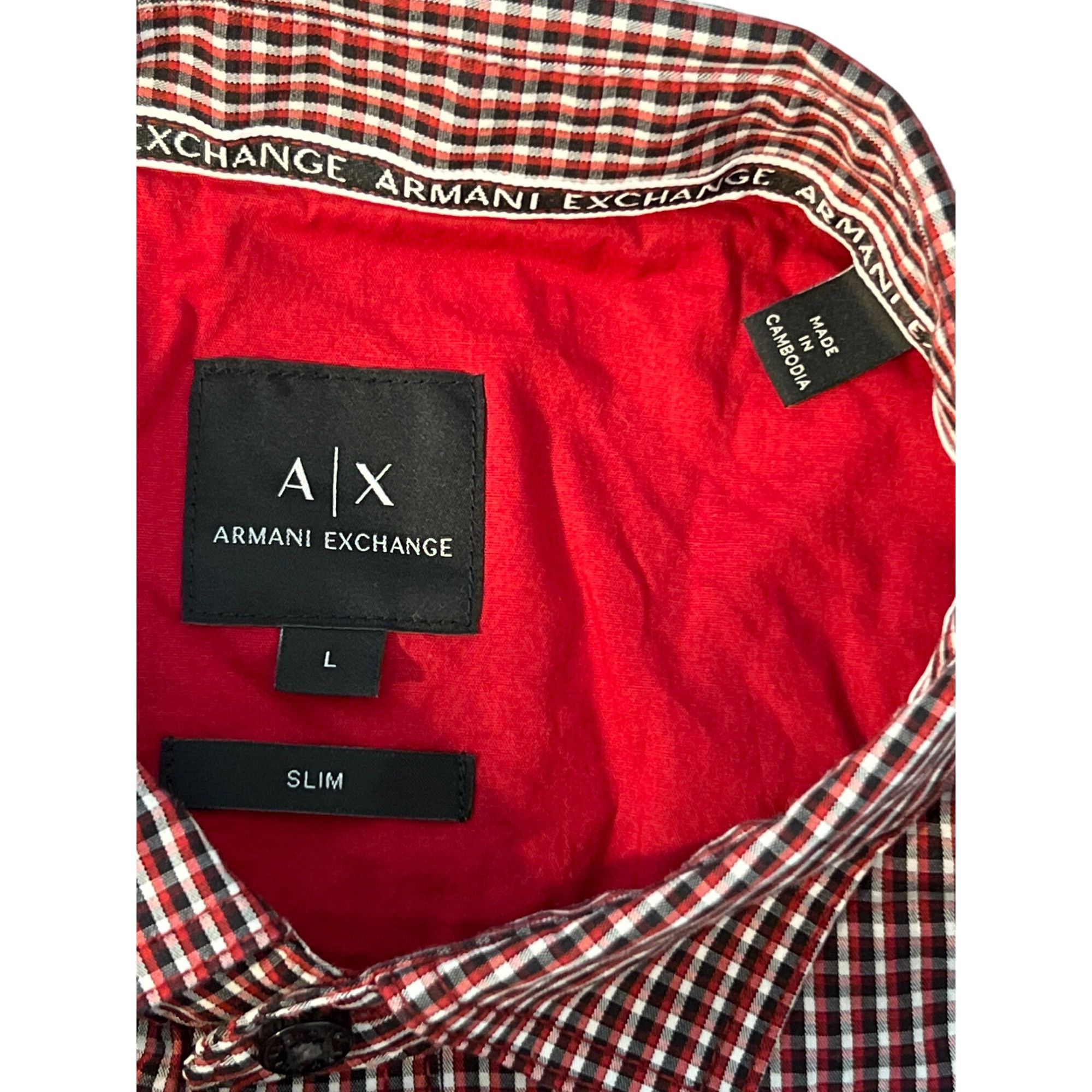 Armani Exchange Armani Exchange Slim Fit Shirt Red White Black Gingham Check Size US L / EU 52-54 / 3 - 6 Thumbnail