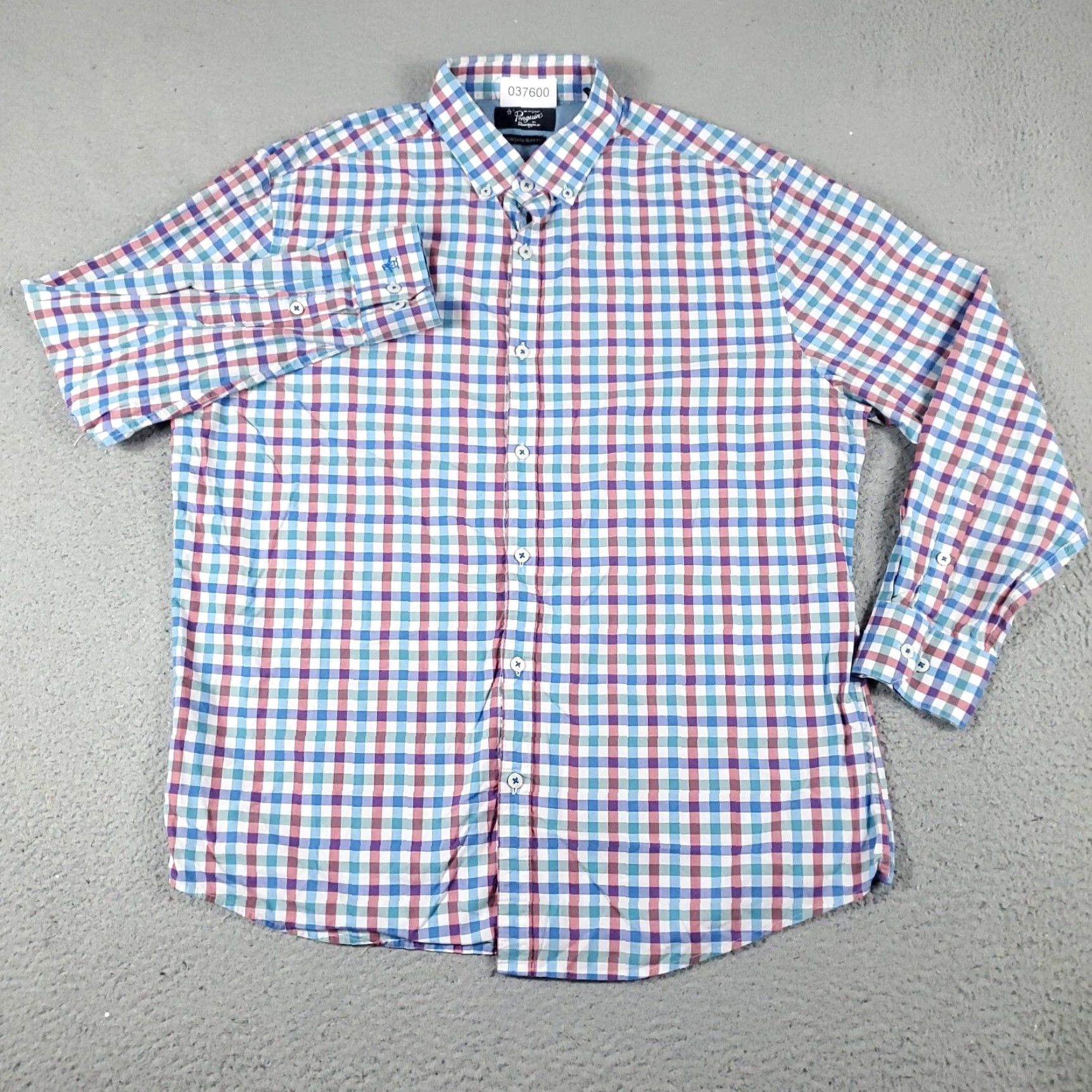 Original Penguin Original Penguin Dress Shirt Mens 16.5 Pink Check Long Sleeve Button Up Casual Modern Classic Size 42R - 2 Thumbnail