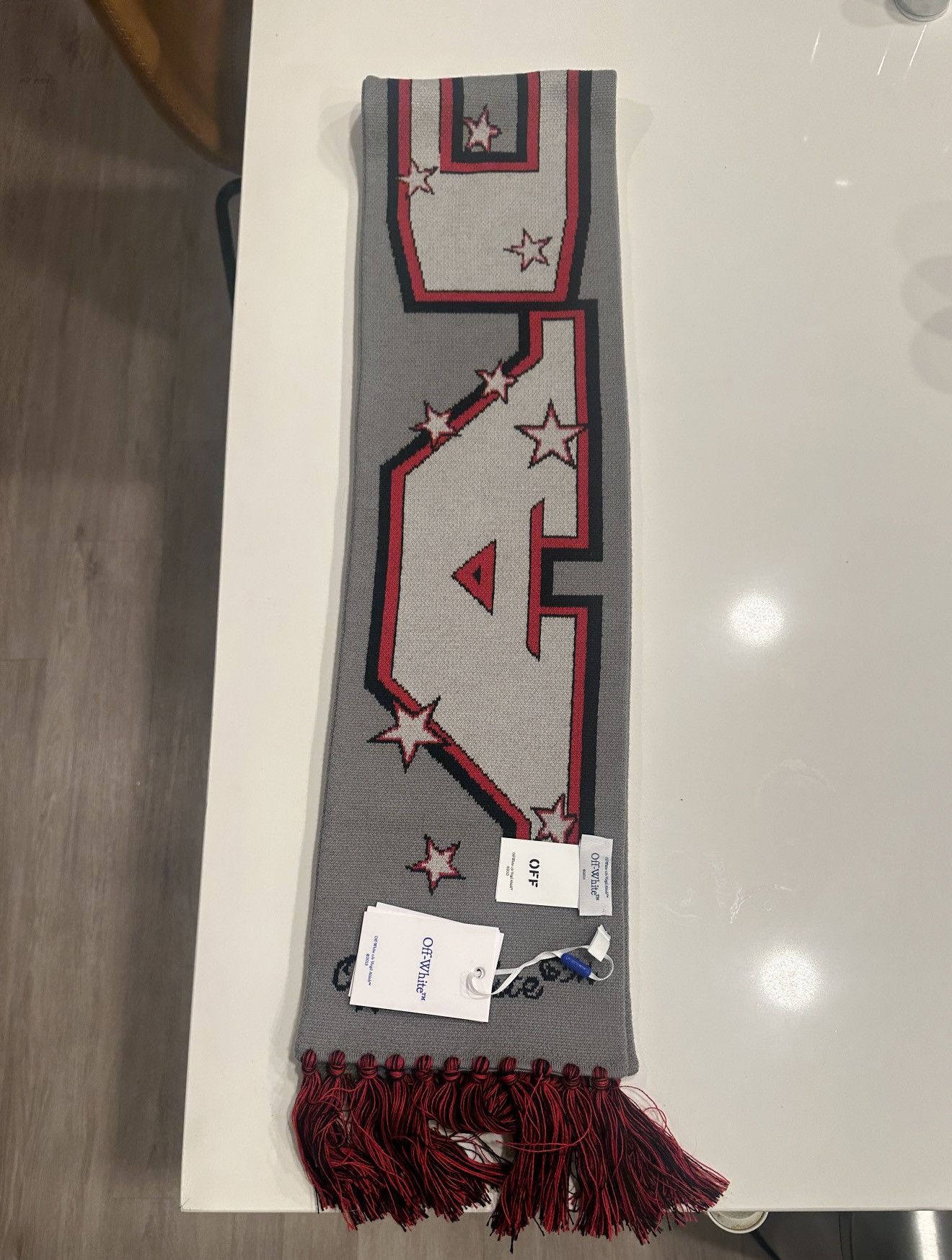 image of Off White Ac Milan Scarf in Grey, Men's