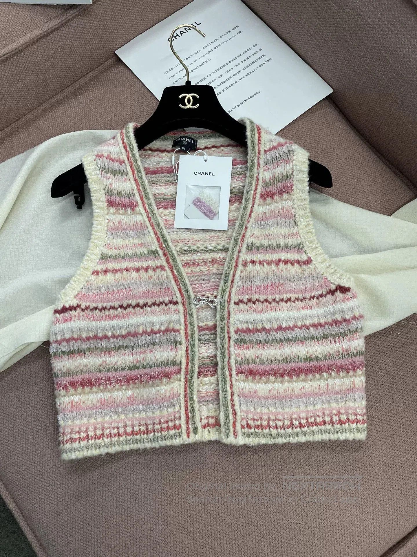 Chanel Chanel Pink Stripe Bow Button Vest. Size US S / EU 44-46 / 1 - 1 Thumbnail