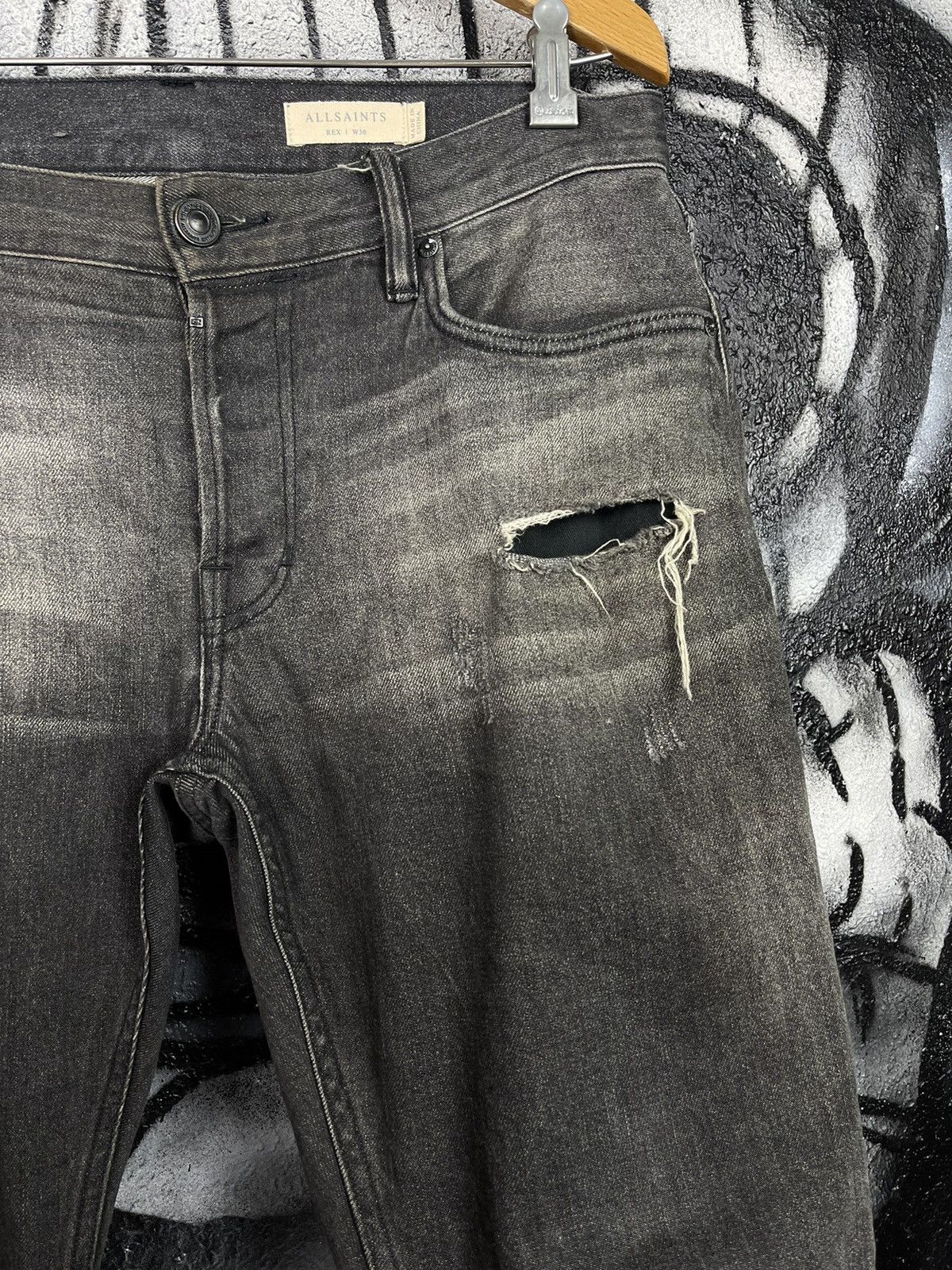 Allsaints Allsaints Rex Damaged Slim Fit Jeans Men’s Size 30 Size US 30 / EU 46 - 8 Thumbnail