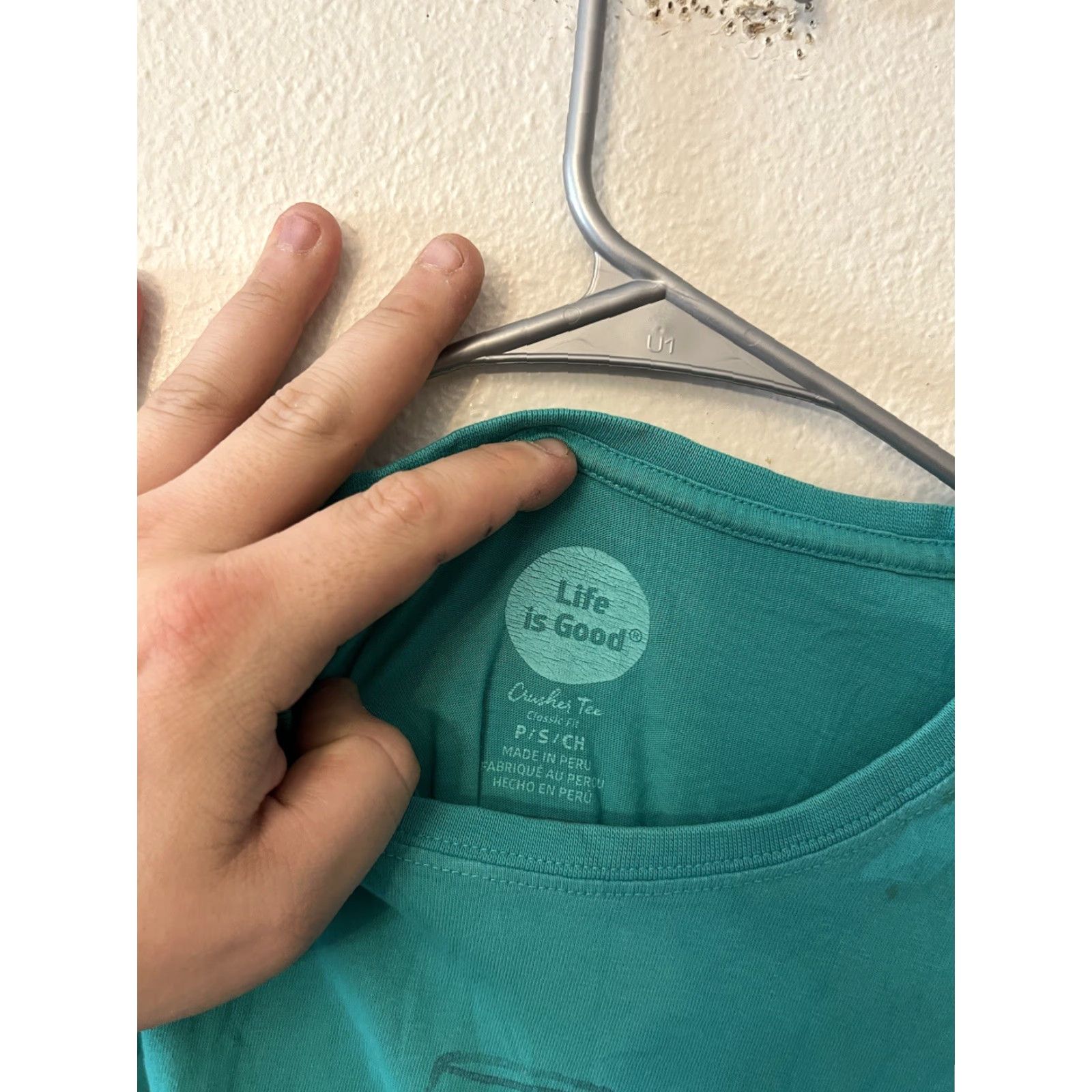 Life is Good VINTAGE Life Is Good Womens Tee Short Sleeve Crusher Tee Turquoise Sz Small Teal Wine Glass Half Full Shirt Womens S Size 28" / US 6 / IT 42 - 2 Thumbnail