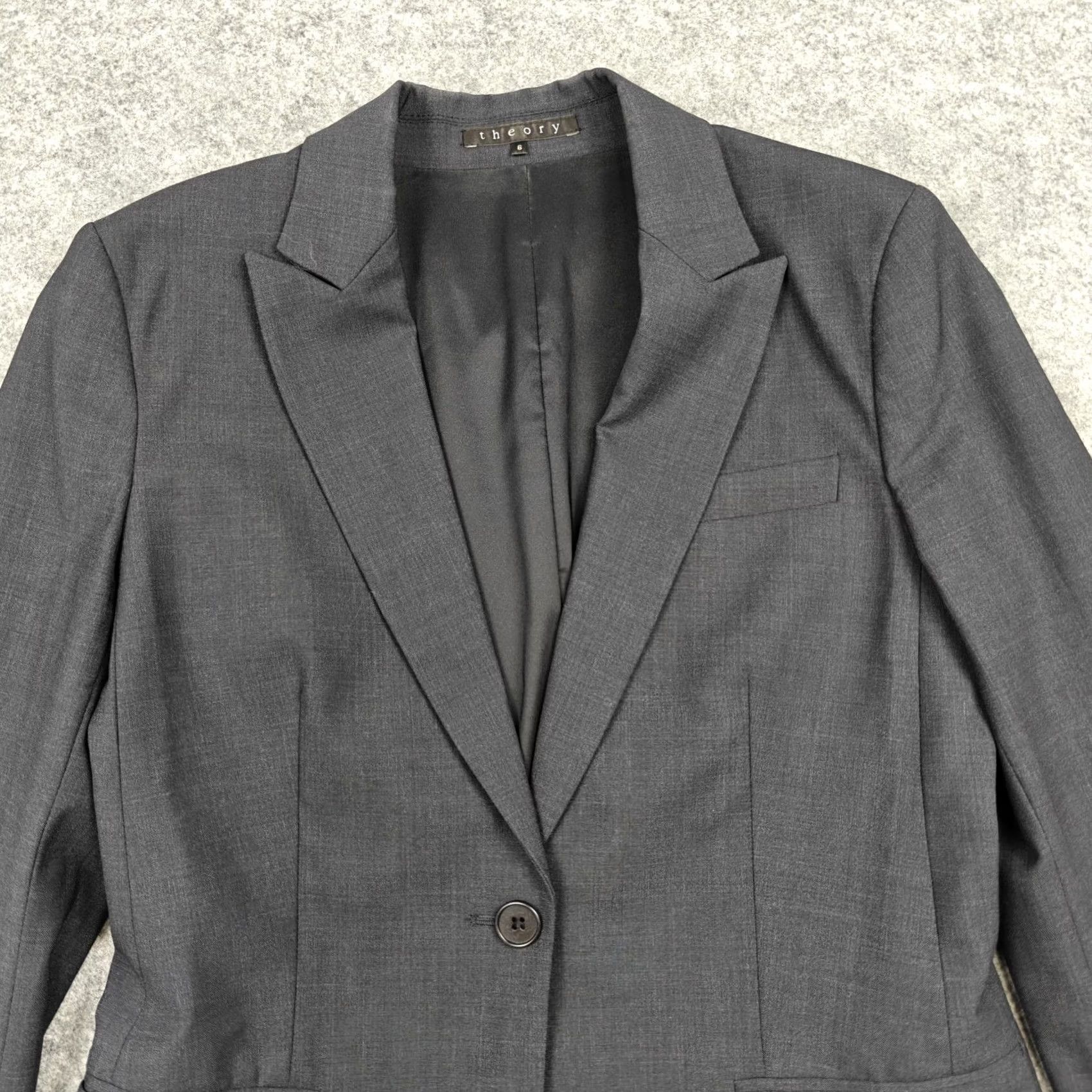 Theory Theory Womens Blazer 6 Gray Gabe B Tailor One Button Lined Jacket Workwear Size M / US 6-8 / IT 42-44 - 2 Thumbnail