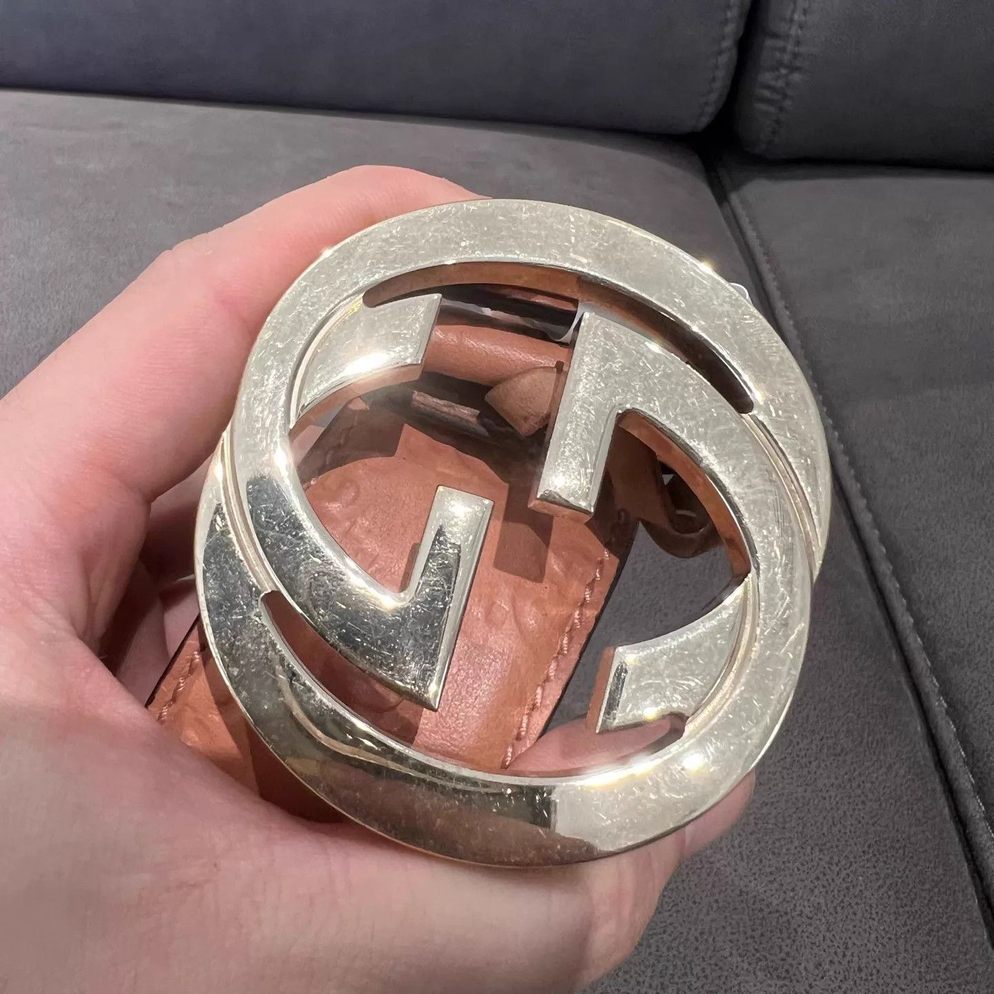 Gucci Gucci GG Monogram Full Embossed Gold Buckle Belt Size ONE SIZE - 2 Thumbnail