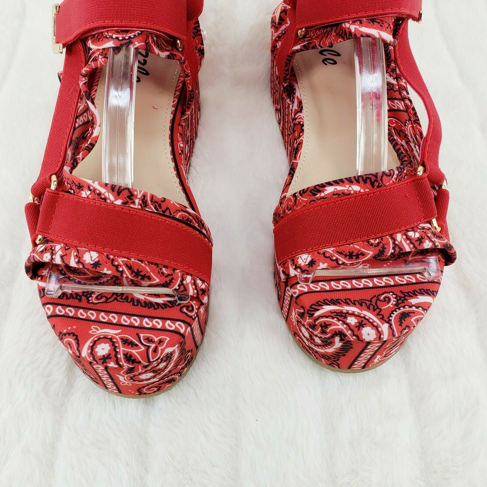 Other Bandana 2" Platform Harness Strap Sandal Shoes Red Bandanna Size US 7 / IT 37 - 6 Thumbnail