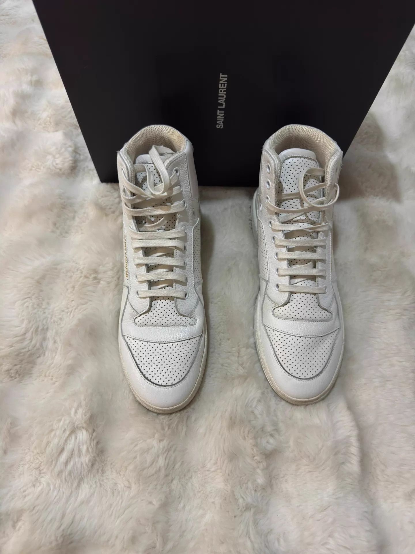 Saint Laurent Paris New SLP White High-Top Gold Logo Sneaker 41 Size US 8 / EU 41 - 5 Thumbnail