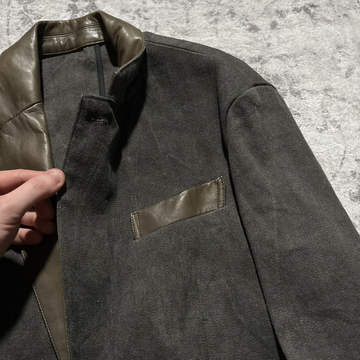 Isamu Katayama Backlash Isamu Katayama Leather Detailed Blazer Suit Jacket | Size S Size 38R - 6 Thumbnail