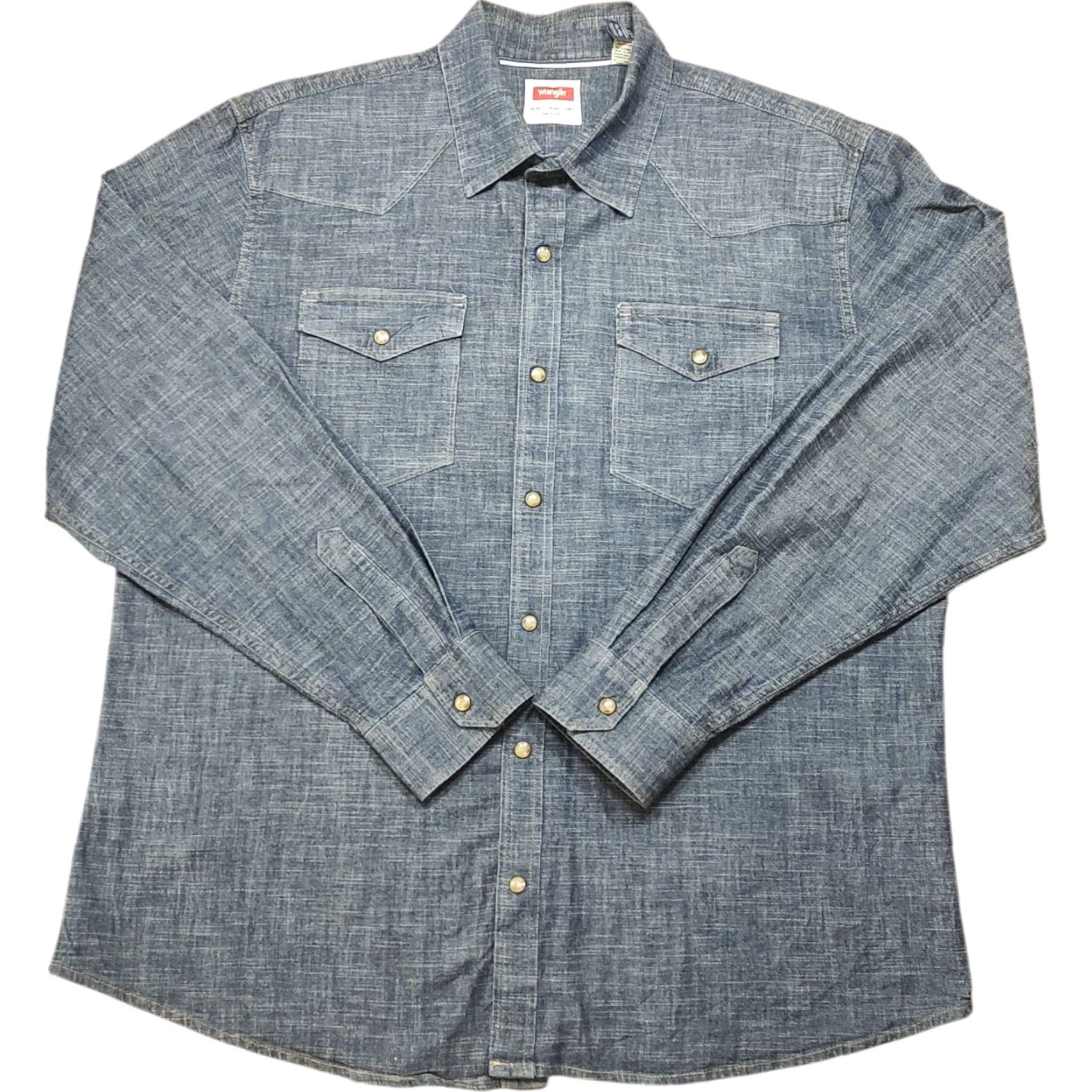 Wrangler VINTAGE Wrangler Denim Pearl Snap Shirt Blue Mens XL Western Cowboy Button-Up Size US XL / EU 56 / 4 - 2 Thumbnail