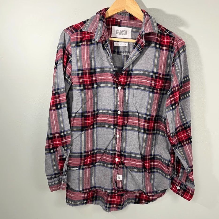 Vintage Grayson The Hero Blouse Size M Gray Red Plaid Button Front Flannel Shirt Size M / US 6-8 / IT 42-44 - 2 Thumbnail