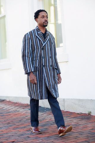 The Unbranded Brand Vintage Striped Shearling Baja Style Long Jacket Size US L / EU 52-54 / 3 - 16 Thumbnail