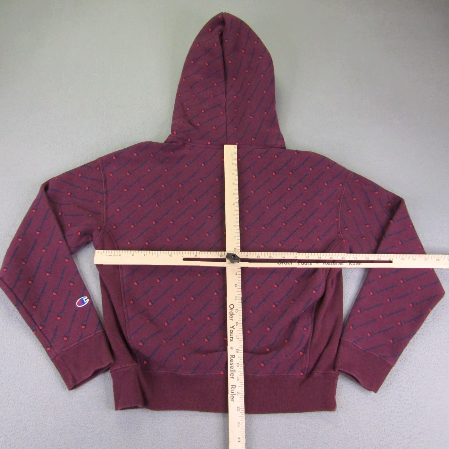 Champion Champion Hoodie Sweatshirt Womens Medium Purple Reverse Weave All Over Print AOP Logo Hooded Pockets Activewear Casual Travel Outdoor Sports Size M / US 6-8 / IT 42-44 - 4 Thumbnail