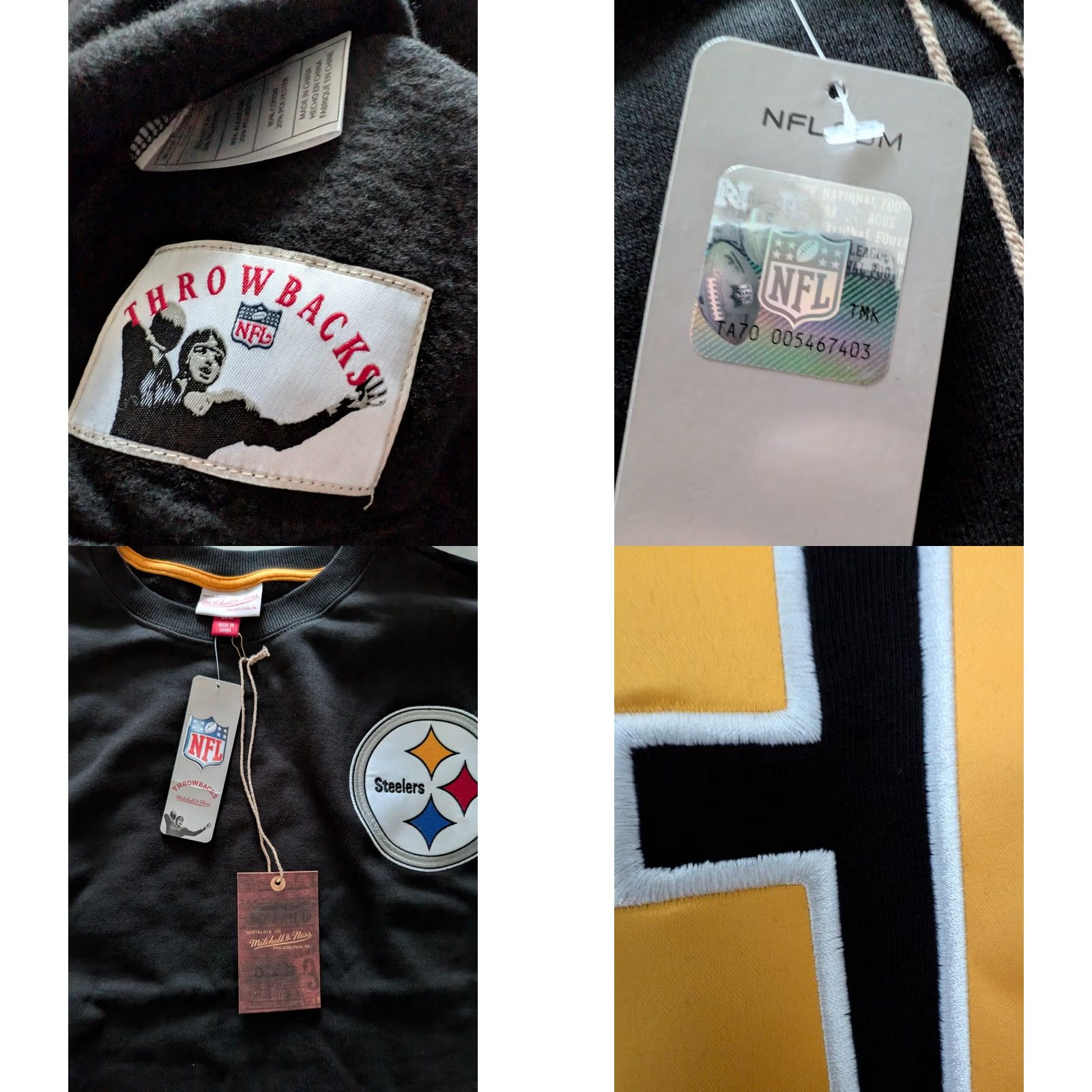 Mitchell & Ness Mitchell & Ness Throwback Crew – Pittsburgh Steelers XL Jumper Men Size US XL / EU 56 / 4 - 9 Thumbnail