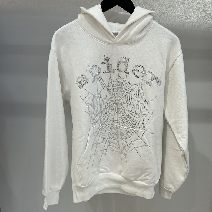 Spider Rhinestone Hoodie White