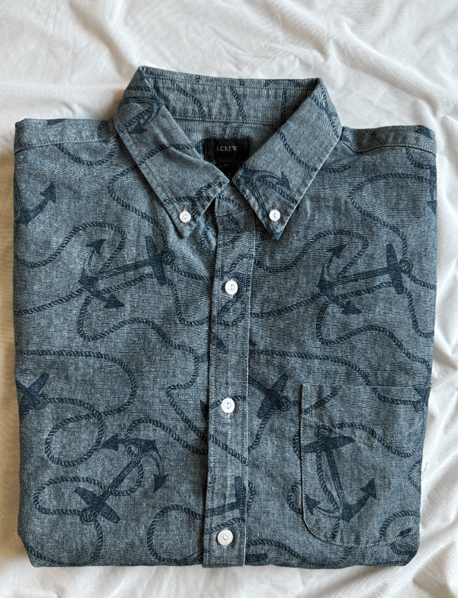 J.Crew J. Crew anchor print chambray S/S Button Up Shirt med $89.50 Size US M / EU 48-50 / 2 - 2 Thumbnail